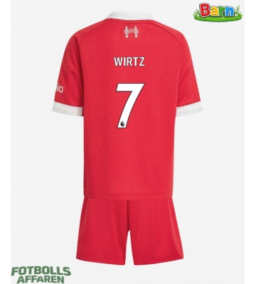 Liverpool Florian Wirtz #7 Hemmaställ Barn 2025-26 Kortärmad (+ Korta byxor)